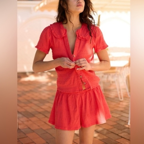 NWT Free People Lovesick Smocked Short SET size Small - Picture 3 of 12